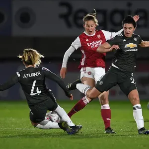 Arsenal Women vs Manchester United Women: Malin Gut Clashes with Amy Turner and Jess Sigsworth in Empty Meadow Park Arsenal Women vs Manchester United Women: Malin Gut Clashes with Amy Turner and Jess Sigsworth in Empty Meadow Park