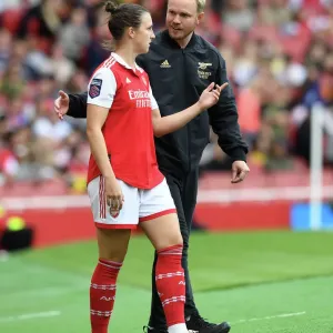 Arsenal Women vs. Tottenham Hotspur Women: Jonas Eidevall Coaches Lotte Wubben-Moy - FA WSL 2022-23 Arsenal Women vs. Tottenham Hotspur Women: Jonas Eidevall Coaches Lotte Wubben-Moy - FA WSL 2022-23
