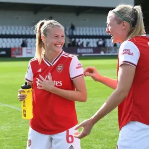 Arsenal Women vs West Ham United: Leah Williamson and Louise Quinn Share a Moment After Match