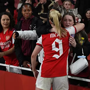 Arsenal Women's Champions League: Beth Mead Celebrates with Fans after Quarterfinal First Leg vs VfL Wolfsburg