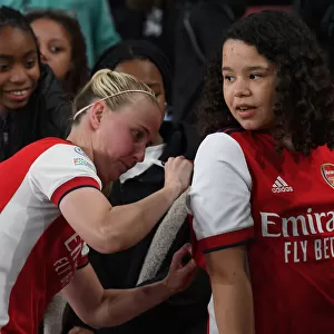 Arsenal Women's Champions League Victory: Beth Mead Celebrates with Fans at Emirates Stadium