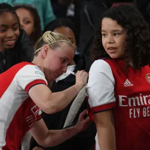 Arsenal Women's Champions League Victory: Beth Mead Celebrates with Fans at Emirates Stadium Arsenal Women's Champions League Victory: Beth Mead Celebrates with Fans at Emirates Stadium