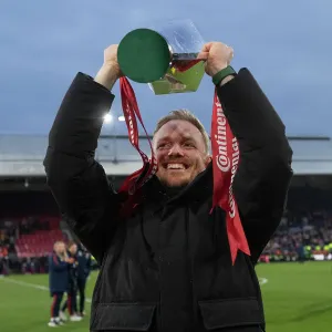 Arsenal Women's Coach Jonas Eidevall Celebrates Conti Cup Victory over Chelsea