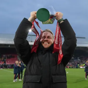 Arsenal Women's Coach Jonas Eidevall Celebrates Conti Cup Victory over Chelsea