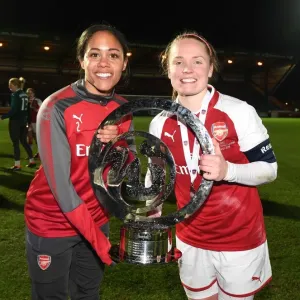 Arsenal Women's Continental Cup Victory: Alex Scott and Kim Little Celebrate with the Trophy