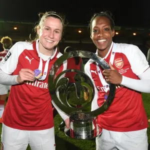Arsenal Women's Continental Cup Victory: Heather O'Reilly and Danielle Carter Celebrate with the Trophy