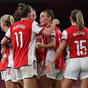 Arsenal Women's Dominance: Caitlin Foord and Vivianne Miedema Celebrate Third Goal Against Tottenham Hotspur in FA WSL Showdown