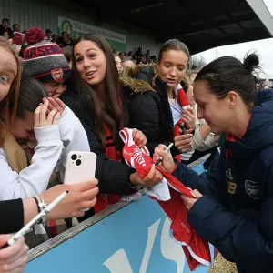 Arsenal Women's FA Cup Victory: Lotte Wubben-Moy Celebrates with Fans after Arsenal vs. Watford Match Arsenal Women's FA Cup Victory: Lotte Wubben-Moy Celebrates with Fans after Arsenal vs. Watford Match