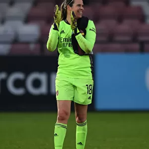 Arsenal Women's FA WSL Victory: Lydia Williams Celebrates with Adoring Fans