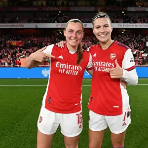 Arsenal Women's FA WSL Victory: Maritz and Catley Celebrate Over Tottenham