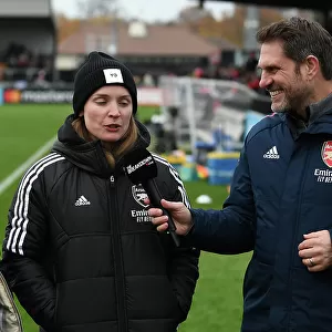 Arsenal Women's Half-Time: Kim Little Interviewed by Adrian Clarke Amidst FA Women's Super League Match vs. Everton