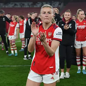 Arsenal Women's Historic Champions League Victory: Leah Williamson Celebrates with Adoring Fans at Triumphant Emirates Stadium