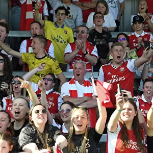 Arsenal Women's Historic FA WSL Victory: Jubilant Fans Celebrate at Meadow Park (2022-23)