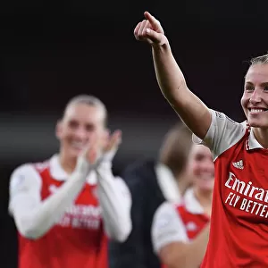 Arsenal Women's Historic UEFA Champions League Victory: Leah Williamson's Triumphant Celebration at Emirates Stadium