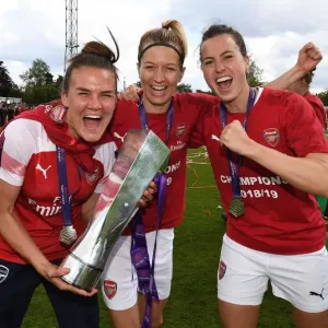 Arsenal Women's Historic WSL Title Win: Celebrating with Katrine Veje, Janni Arnth, and Viki Schnaderbeck