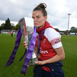 Arsenal Women's Historic WSL Title Win: Katrine Veje Celebrates with the Trophy