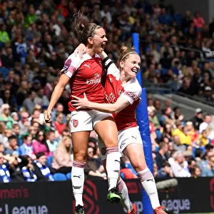 Arsenal Women's Katie McCabe and Kim Little Celebrate Goal Against Brighton & Hove Albion Women