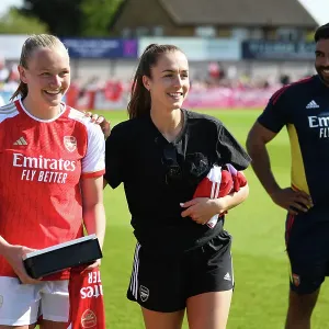 Arsenal Women's Lia Waelti and Frida Maanum Celebrate Player of the Season Award Amidst Arsenal's Victory over Aston Villa in FA Women's Super League Arsenal Women's Lia Waelti and Frida Maanum Celebrate Player of the Season Award Amidst Arsenal's Victory over Aston Villa in FA Women's Super League