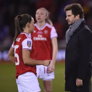 Arsenal Women's Manager Joe Montemuro and Katie McCabe Celebrate FA Womens Continental League Cup Final Win over Chelsea