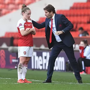 Arsenal Women's Manager Joe Montemurro Gives Instructions to Kim Little in FA WSL Continental Cup Final against Manchester City