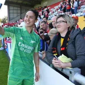 Arsenal Women's Manuela Zinsberger Takes a Selfie with Fan after West Ham United Match