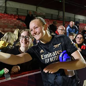 Arsenal Women's Player Frida Maanum Greets Fan after Brighton Match