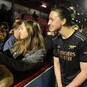 Arsenal Women's Player Lotte Wubben-Moy Takes a Selfie with Fan after Brighton Match Arsenal Women's Player Lotte Wubben-Moy Takes a Selfie with Fan after Brighton Match