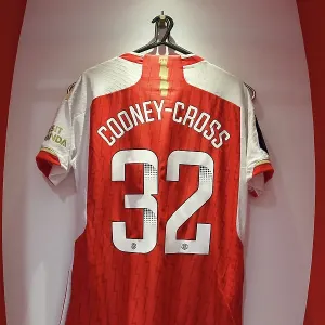 Arsenal Women's Pre-Match Focus: Kyra Cooney-Cross's Shirt in the Dressing Room (Arsenal FC vs Chelsea FC, Barclays Super League 2023-24)