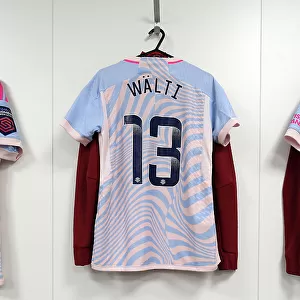 Arsenal Women's Pre-Match: Lia Waelti's Shirt in Arsenal Dressing Room (Southampton vs Arsenal, FA Women's Continental Tyres League Cup 2023-24)