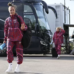 Arsenal Women's Squad Arrives at Everton Women's Stadium for FA WSL Match