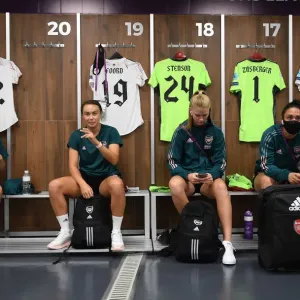 Arsenal Women's Squad in the Changing Room Before UEFA Champions League Quarterfinal vs Paris Saint-Germain Arsenal Women's Squad in the Changing Room Before UEFA Champions League Quarterfinal vs Paris Saint-Germain