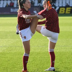 Arsenal Women's Squad Gears Up: Intense Warm-Up Before Clash Against Birmingham City, FA WSL
