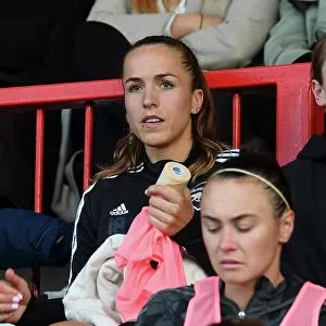 Arsenal Women's Squad Members Watch from the Bench Before Kickoff vs. Brighton & Hove Albion (FA Women's Super League, 2022-23)