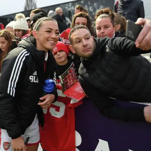 Arsenal Women's Star Katie McCabe Takes a Selfie with Fan after Arsenal v Everton FC Match Arsenal Women's Star Katie McCabe Takes a Selfie with Fan after Arsenal v Everton FC Match