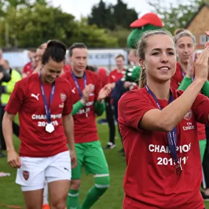 Arsenal Women's Star Lia Walti Celebrates with Fans after Victory over Manchester City
