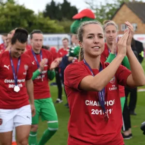 Arsenal Women's Star Lia Walti Celebrates with Fans after Victory over Manchester City