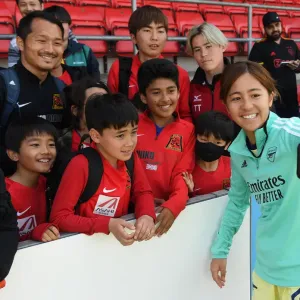 Arsenal Women's Star Mana Iwabuchi Takes a Selfie with Fan after West Ham United Match