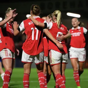 Arsenal Women's Super League: Unstoppable Hat-Trick Duo - Beth Mead and Vivianne Miedema's Euphoric Celebrations vs. Brighton & Hove Albion