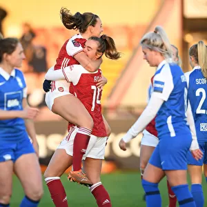 Arsenal Women's Super League Victory: Roord and McCabe Celebrate Goal Scoring Moment against Birmingham City