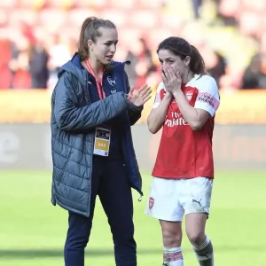 Arsenal Women's Team: Van de Donk and Walti in Deep Conversation after FA Womens Continental League Cup Final vs Manchester City