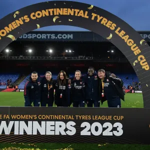 Arsenal Women's Team Celebrate Conti Cup Final Victory over Chelsea