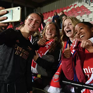 Arsenal Women's Team Celebrates with Fans after Qualifying Round Second Leg Win against AFC Ajax