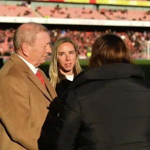 Arsenal Women's Team Celebrates Jordan Nobbs and Vic Akers Awards at Arsenal vs. Chelsea (2022-23)
