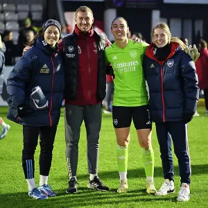 Arsenal Women's Team: Celebrating Victory Over West Ham United - Sabrina D'Angelo, Manuela Zinsberger, Reece Ottley, and Naomi Williams