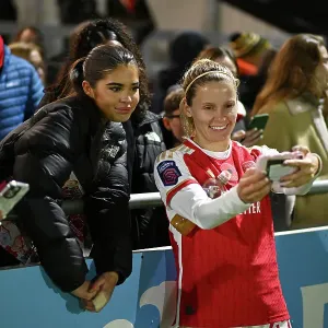 Arsenal Women's Team: Cloe Lacasse Interacts with Fans after Victory over Bristol City (Conti Cup 2023-24) Arsenal Women's Team: Cloe Lacasse Interacts with Fans after Victory over Bristol City (Conti Cup 2023-24)