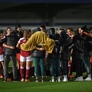Arsenal Women's Team in Huddle after Continental Cup Match against Chelsea Women