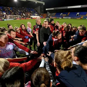 Arsenal Women's Team Huddle with Manager Jonas Eidevall after Liverpool FC Match Arsenal Women's Team Huddle with Manager Jonas Eidevall after Liverpool FC Match