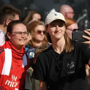 Arsenal Women's Triumph: Vivianne Miedema Celebrates with Fans after Victory over Aston Villa Arsenal Women's Triumph: Vivianne Miedema Celebrates with Fans after Victory over Aston Villa