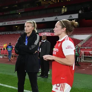 Arsenal Women's UEFA Champions League Victory: Jonas Eidevall's Team Celebrates with Kim Little and Leah Williamson Arsenal Women's UEFA Champions League Victory: Jonas Eidevall's Team Celebrates with Kim Little and Leah Williamson