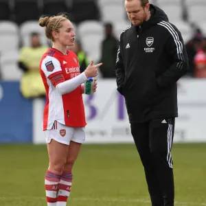 Arsenal Women's Victory: Kim Little and Manager Jonas Eidevall Celebrate Over Manchester United Women in FA WSL Match Arsenal Women's Victory: Kim Little and Manager Jonas Eidevall Celebrate Over Manchester United Women in FA WSL Match